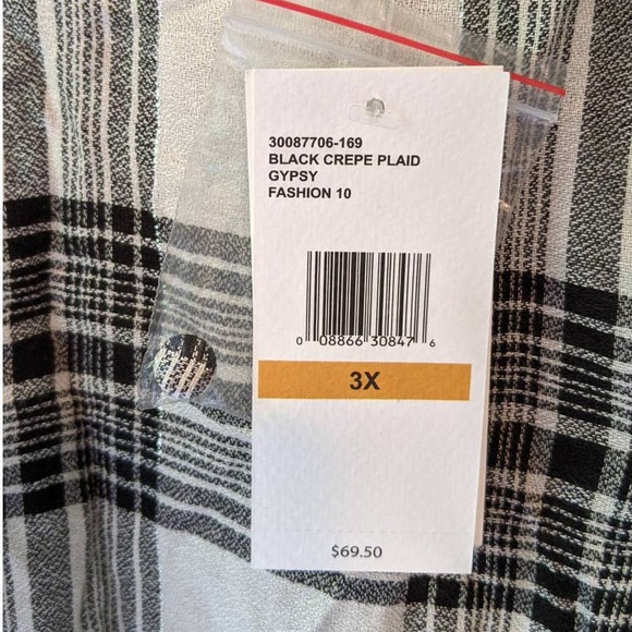 Jessica Simpson Plaid blouse with lace 3XL NWT - Picture 6 of 10